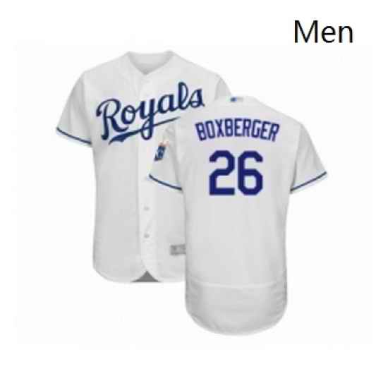 Mens Kansas City Royals 26 Brad Boxberger White Flexbase Authentic Collection Baseball Jersey